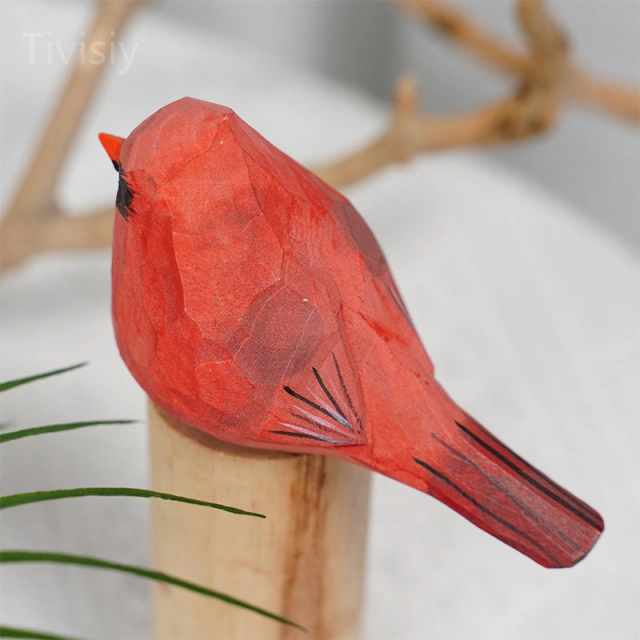 Hand Carved Wooden Cardinal Ornament